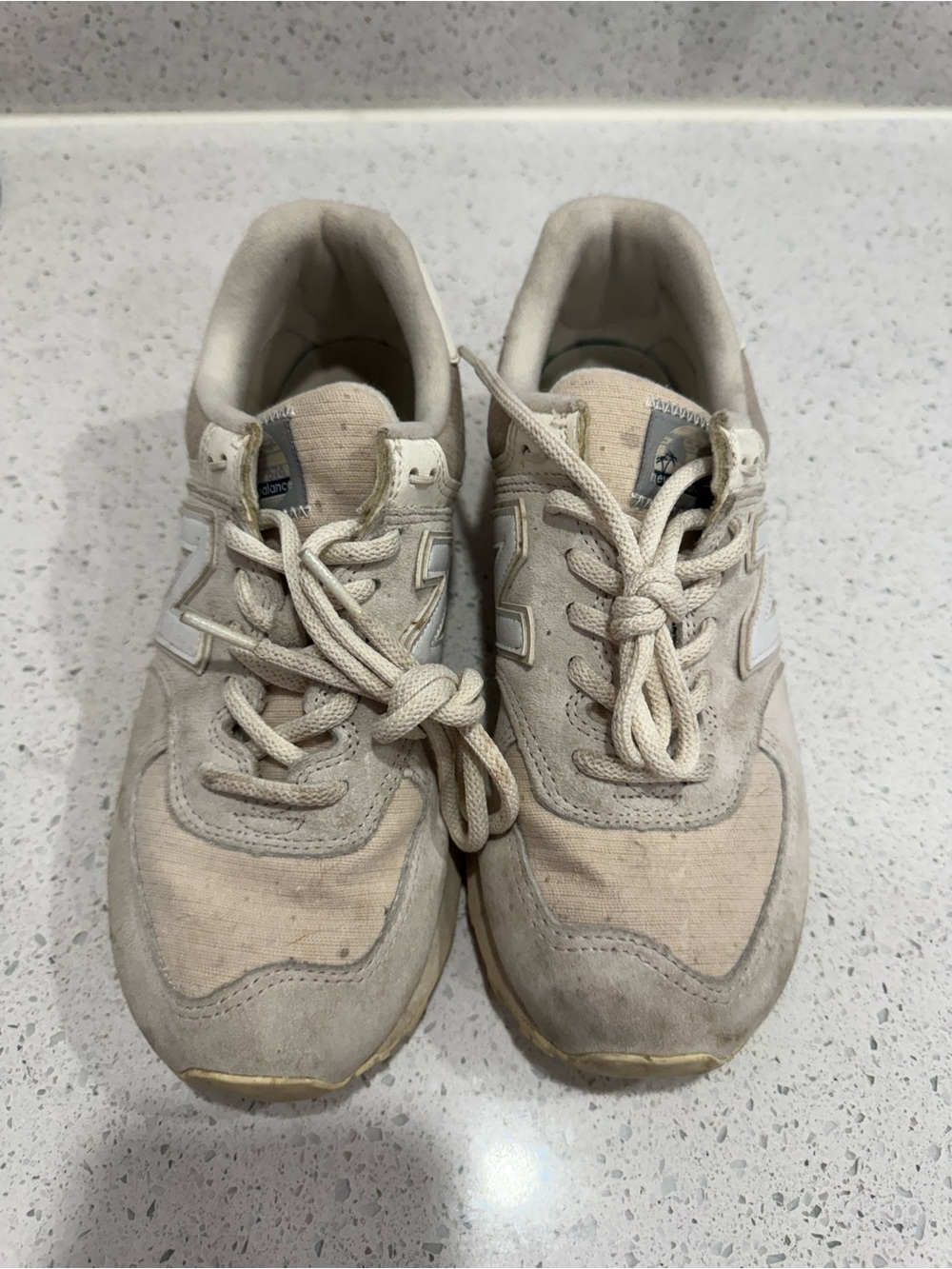 New Balance Off-White & Light Beige Canvas Sneakers